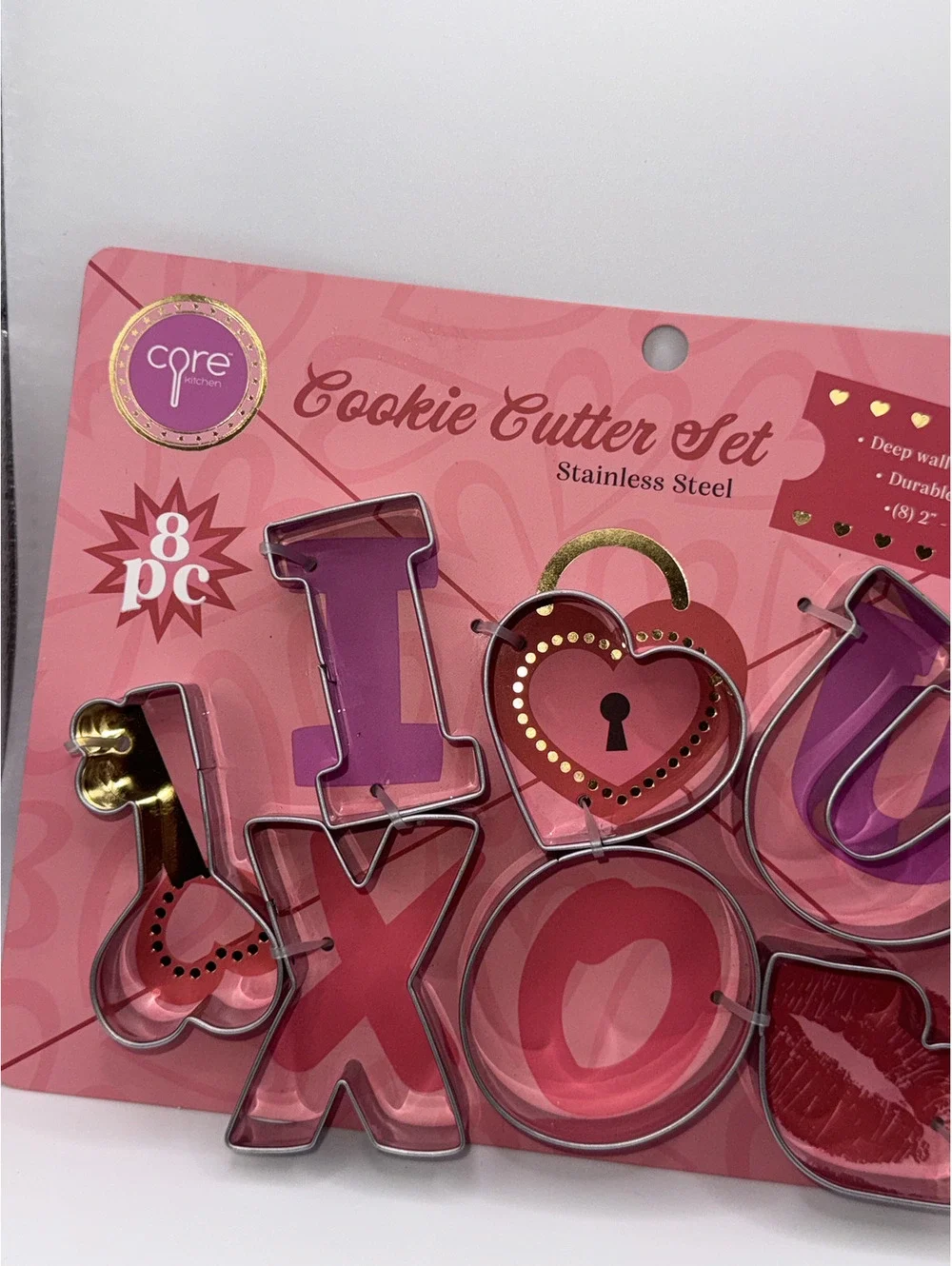 NEW! 8-Piece Stainless Steel Valentine Cookie Cutter Set